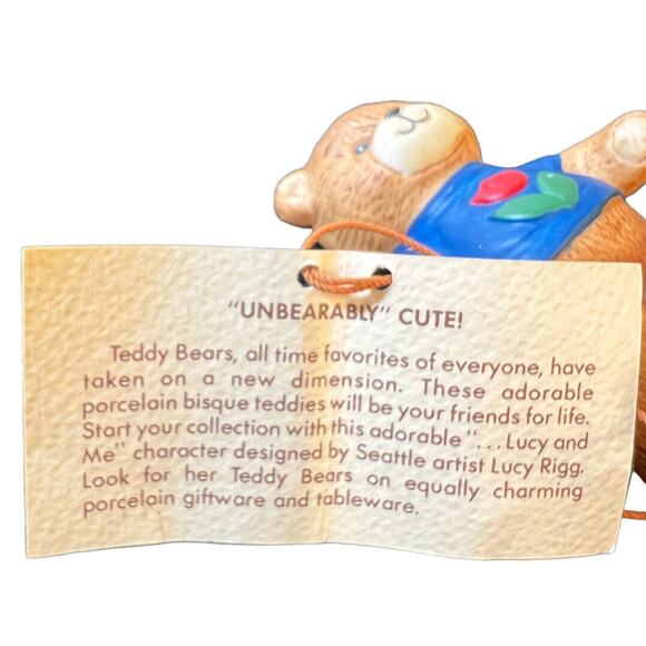 Vintage Collectible Lucy & Me Blue Tulip Shirt Bear Lucy Rigg ENESCO 1979 W/ Tag - Picture 5 of 8